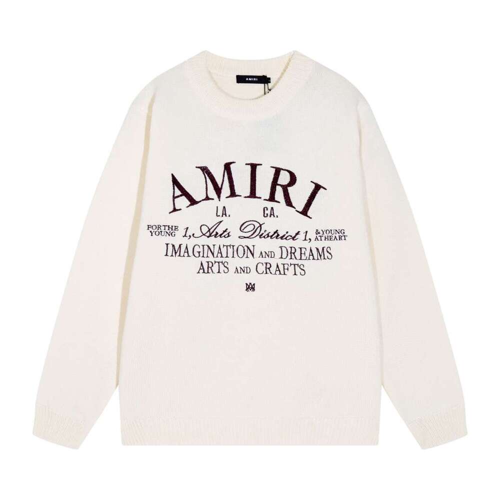 Amiri Cream Arts Letter Graphic Crewneck Knit Sweater